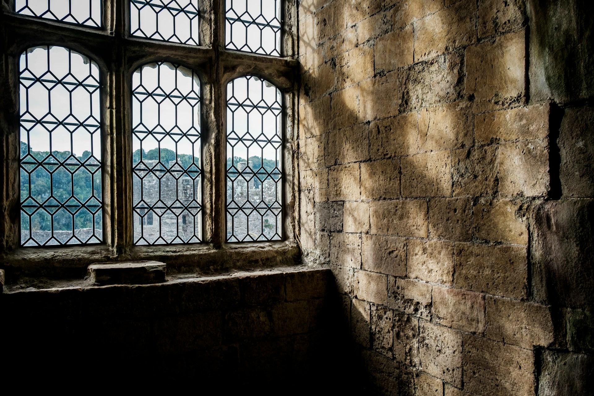 Light Shines through a medieval window 