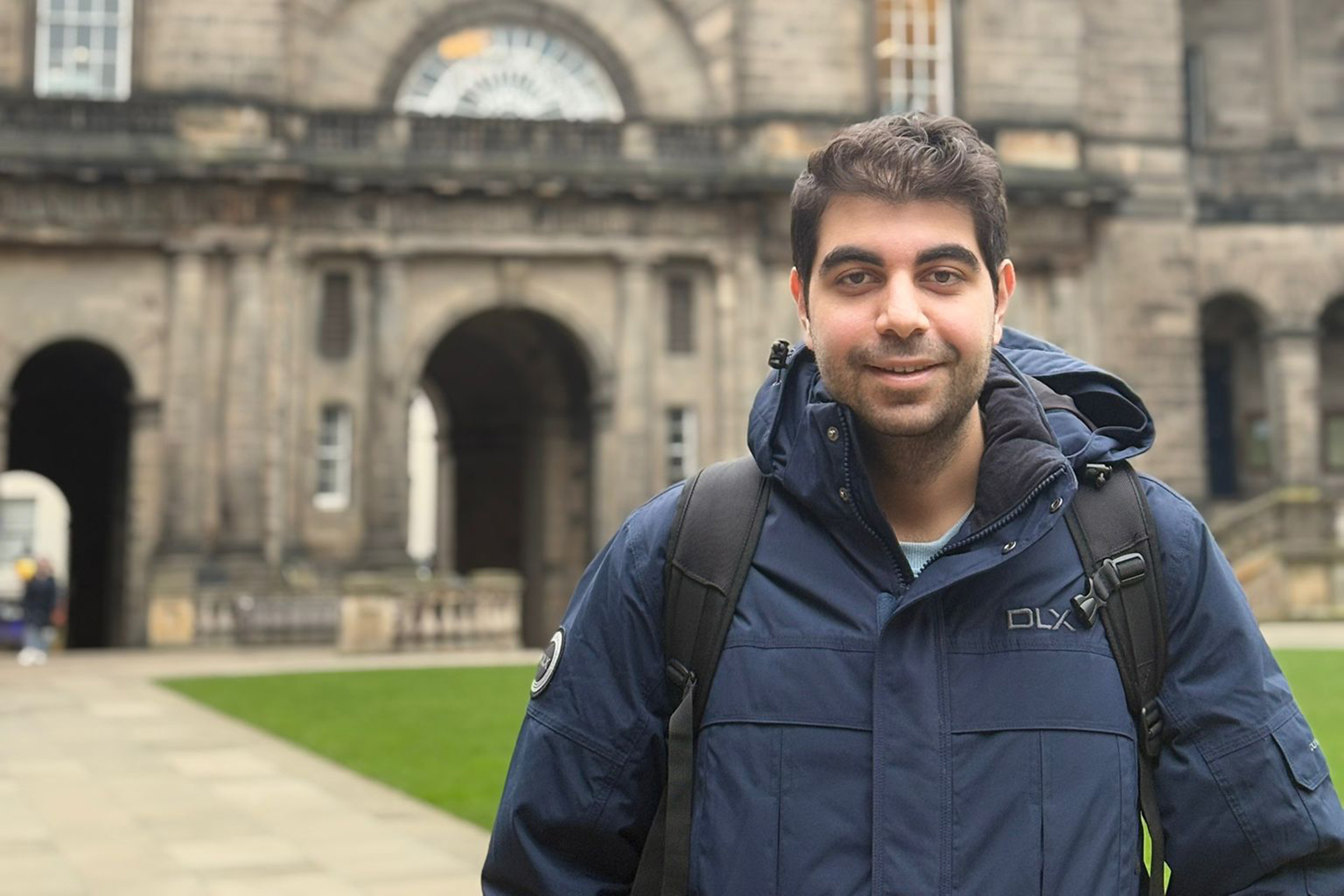 Omer in Old College Quad, The University of Edinburgh