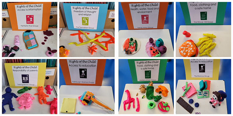 plasticine displays showing the UN rights of the child