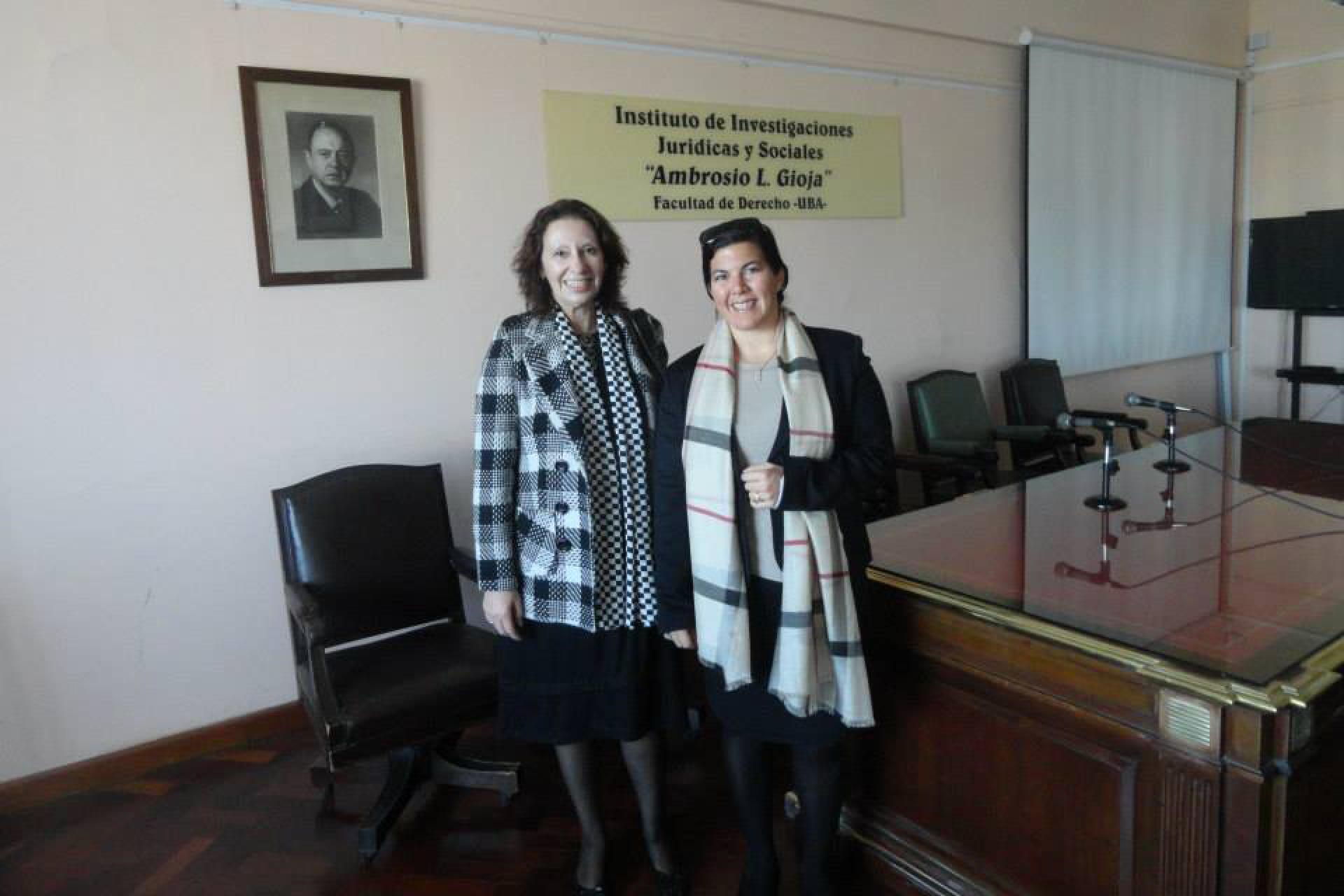 Professor Maria Blanca Noodt Taquela and Dr. Veronica Ruiz Abou-Nigm, at the Scoping Launch Workshop at the Gioja Institute, University of Buenos Aires