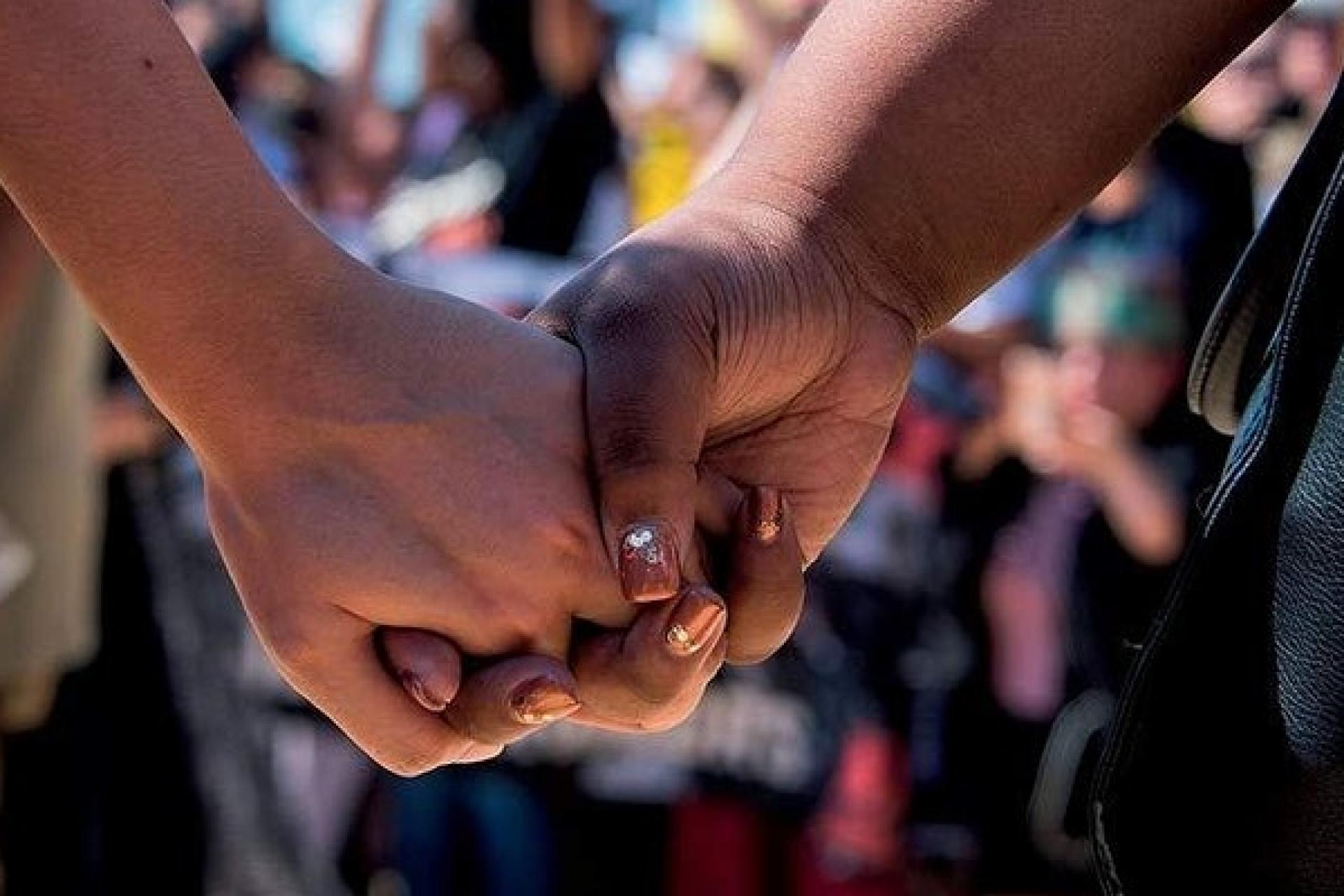 holding hands