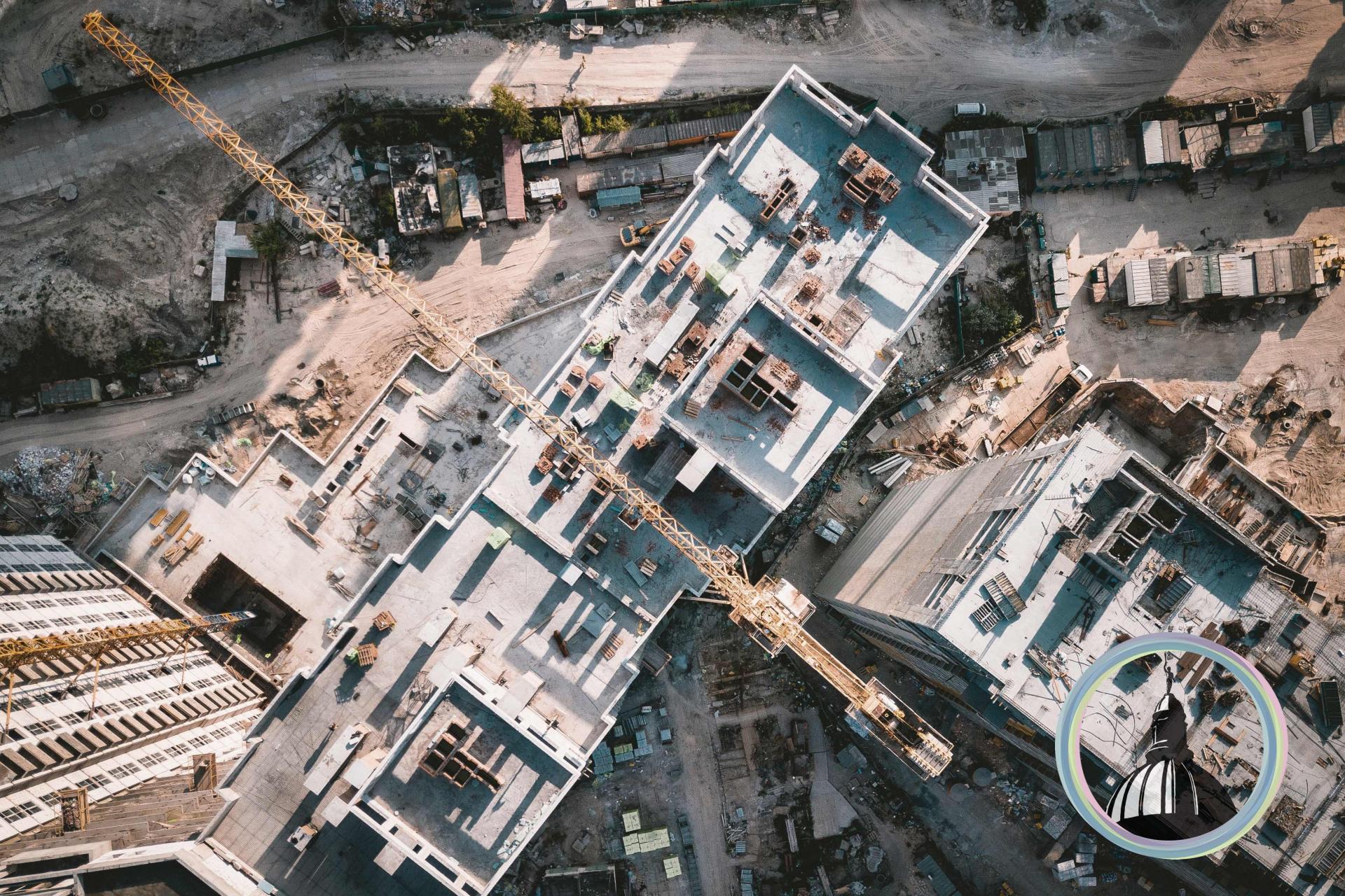 Aerial view of construction site
