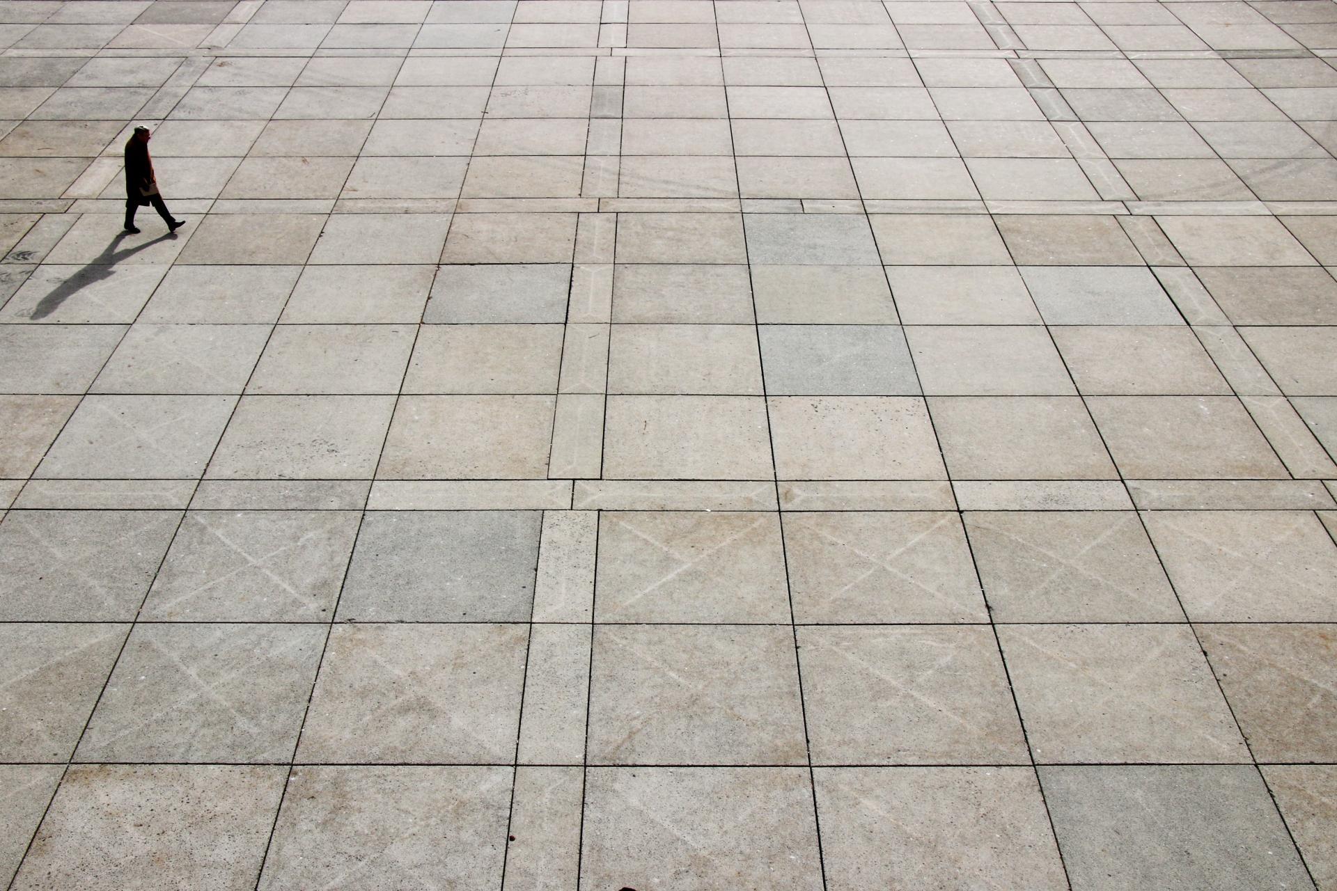 solitary person walking