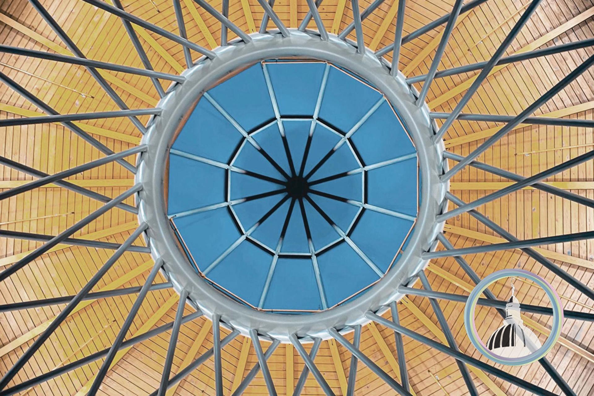 briwn and white round ceiling image