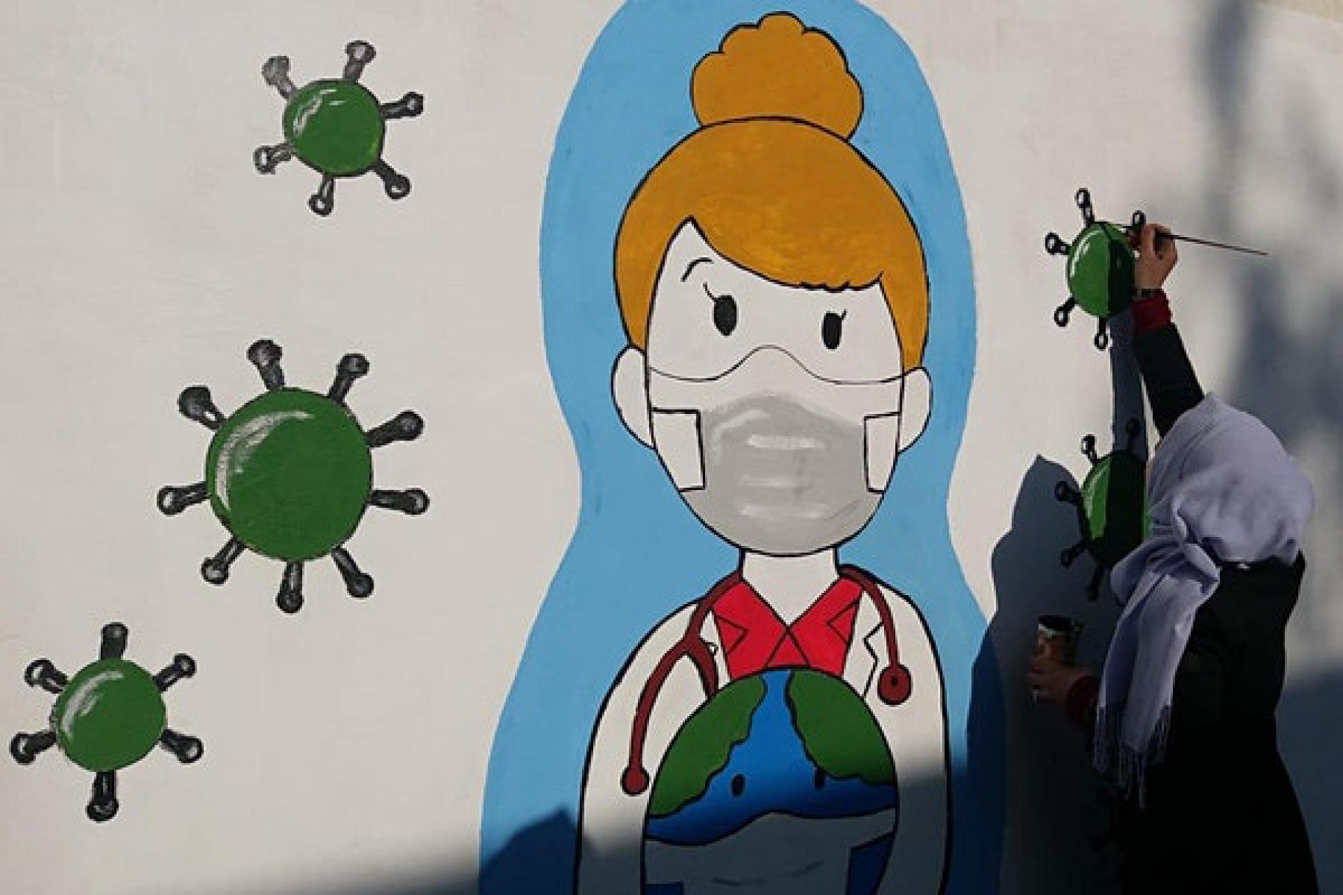 Artinst painging COVID image