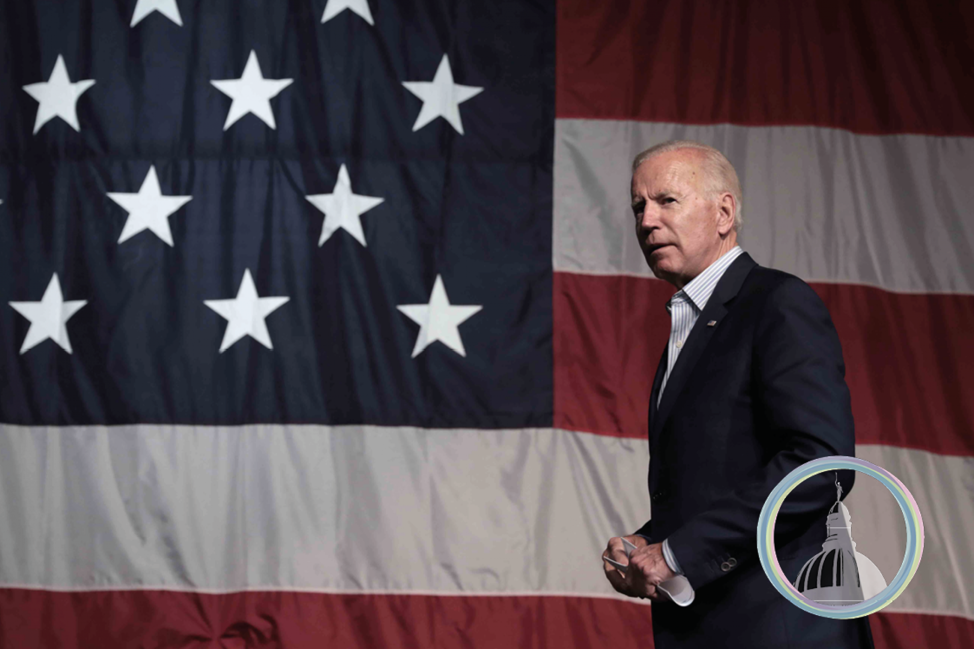 President Joe Biden in front of US Flag