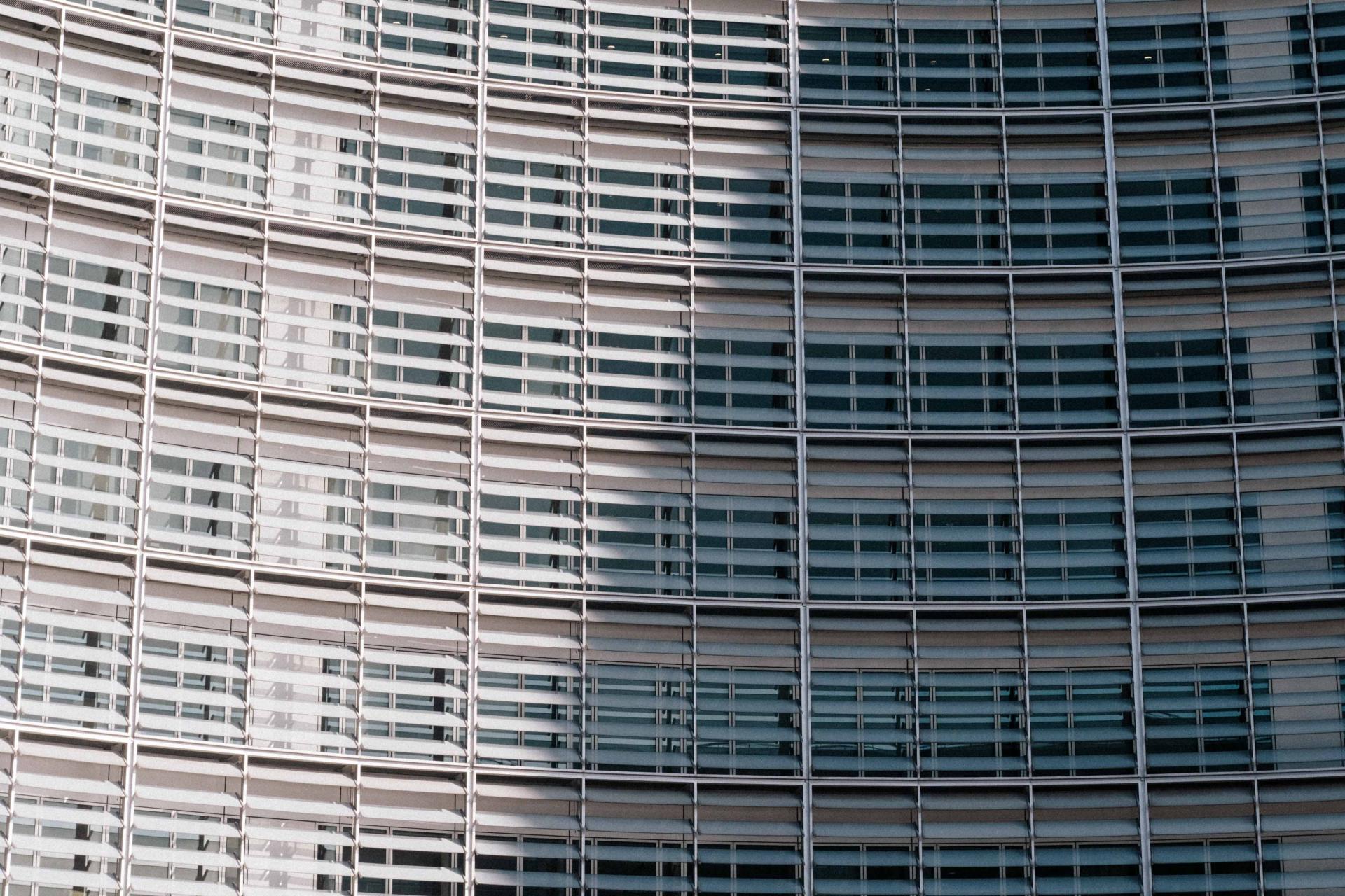 Building with shutters