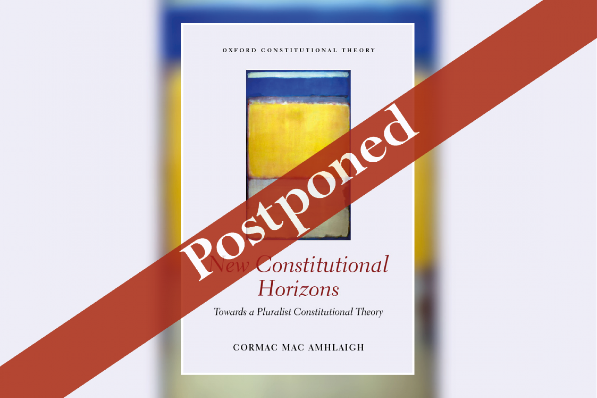 Book cover and title - postponed