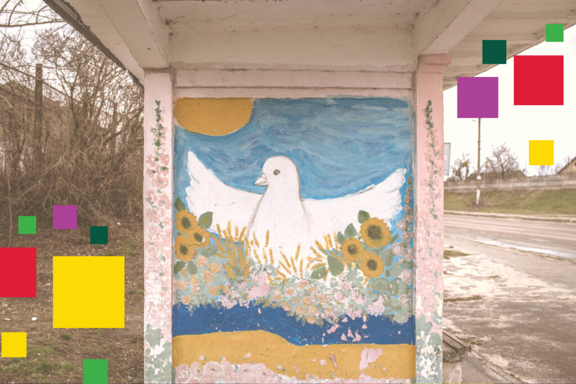 Dove mural under bridge