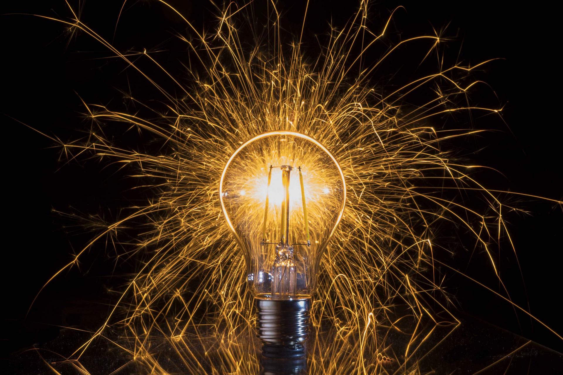 Lightbulb with sparkles