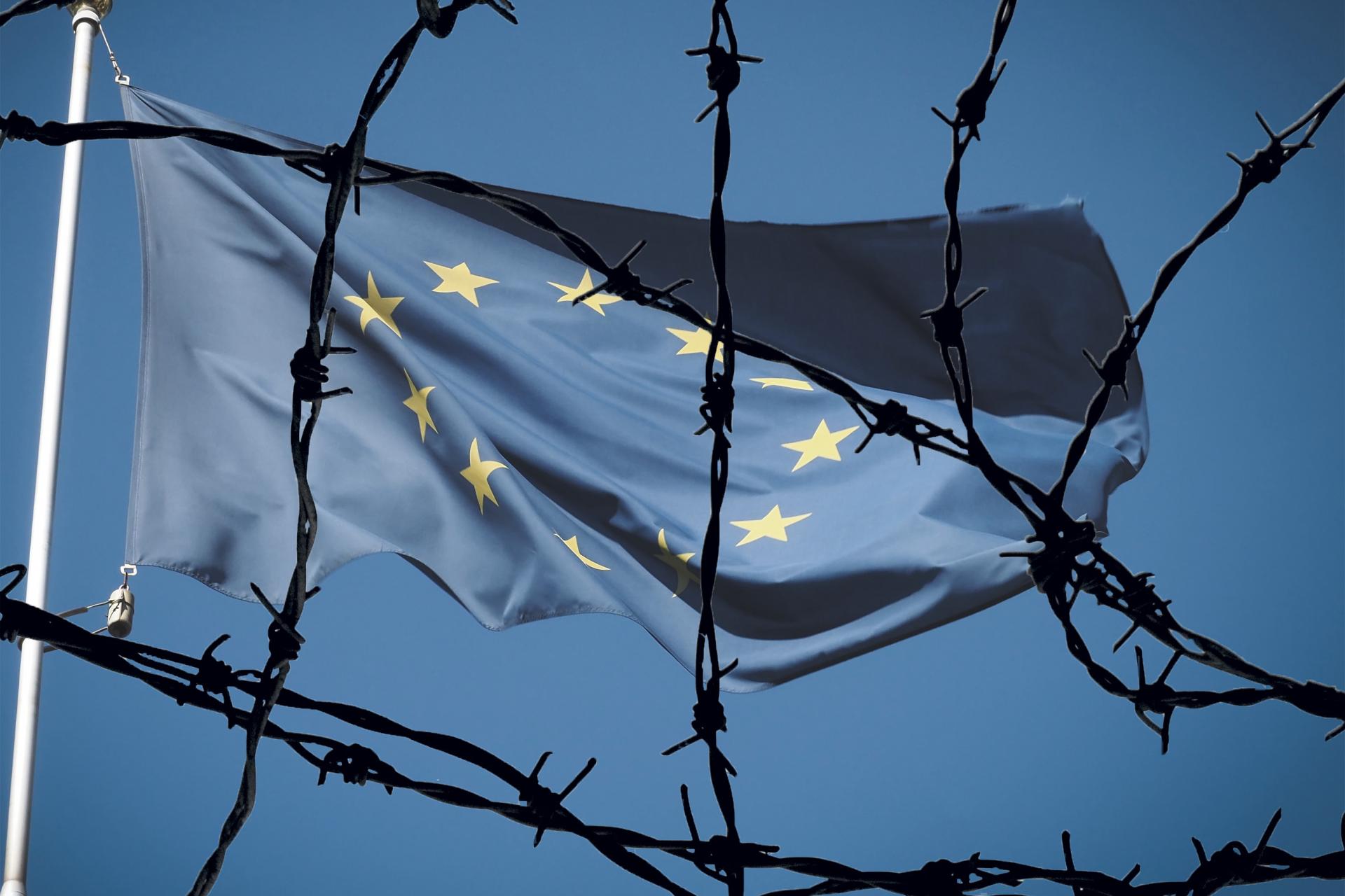 EU Flag with Barbed Wire