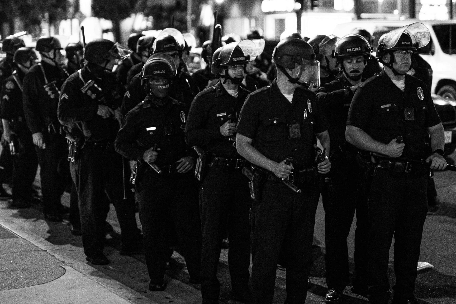 Black and white picture of US Police