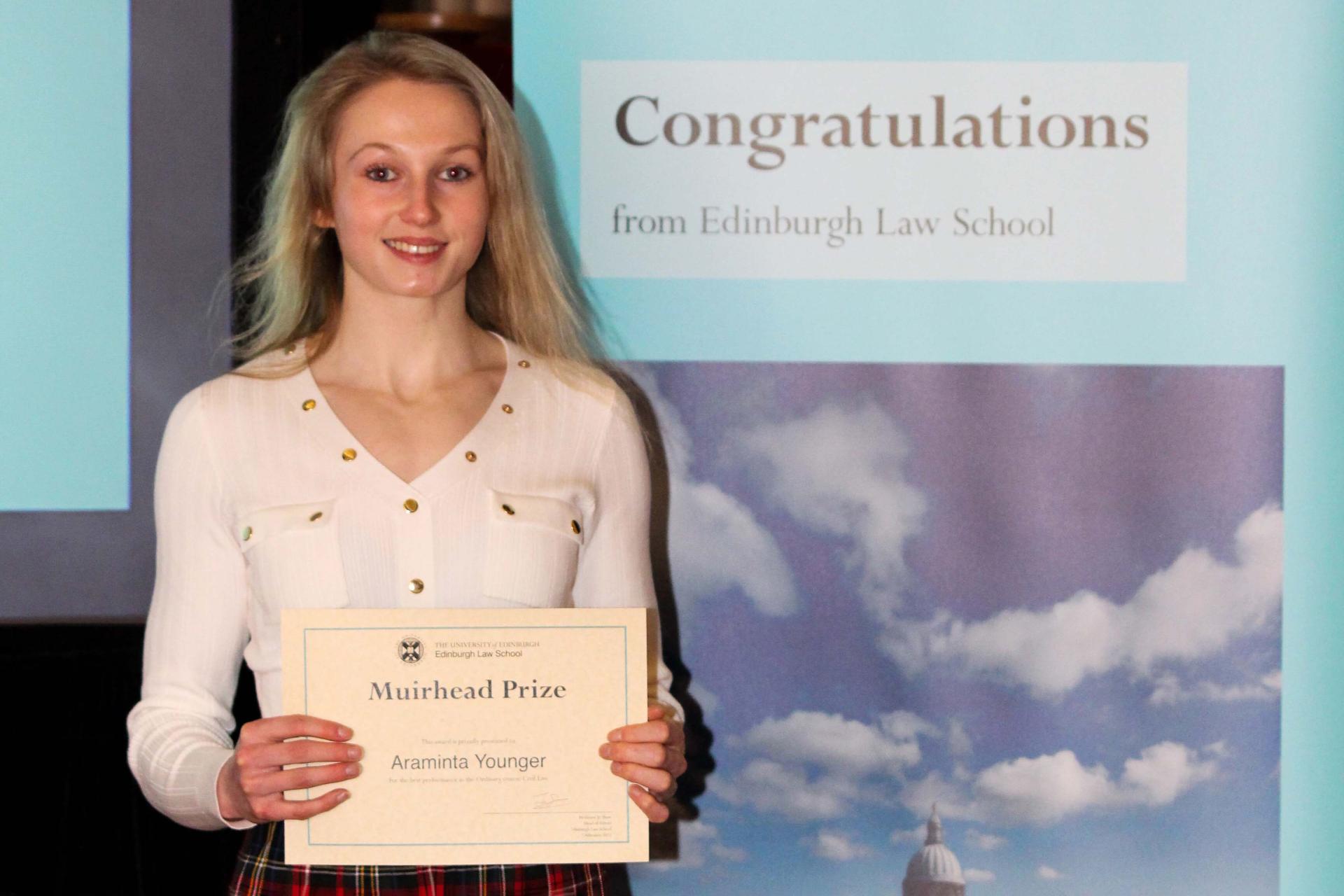 Arminta Younger - Winner of the Muirhead Prize