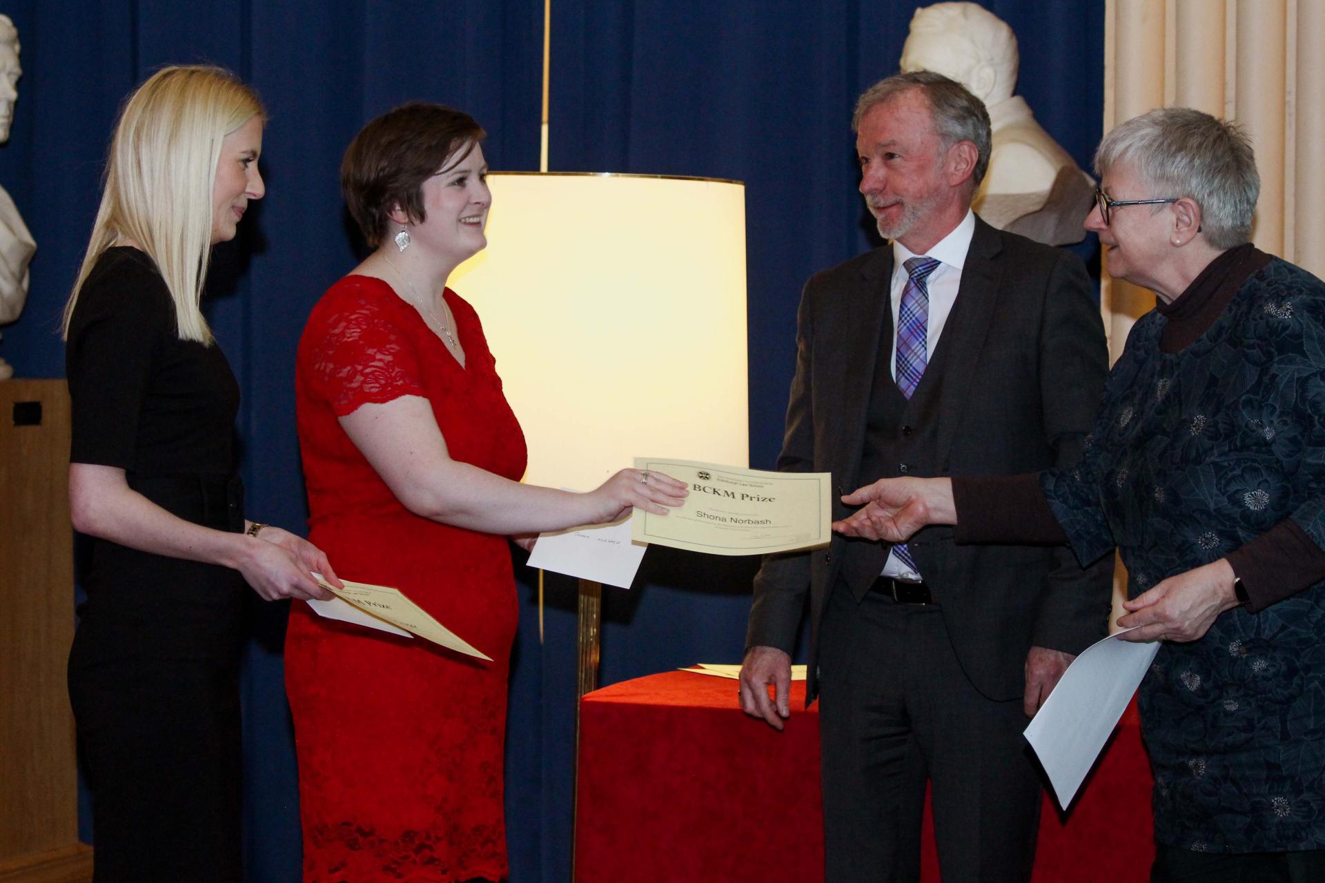Winner Louise McGregor and Shona Norbash accepting the BCKM Awards