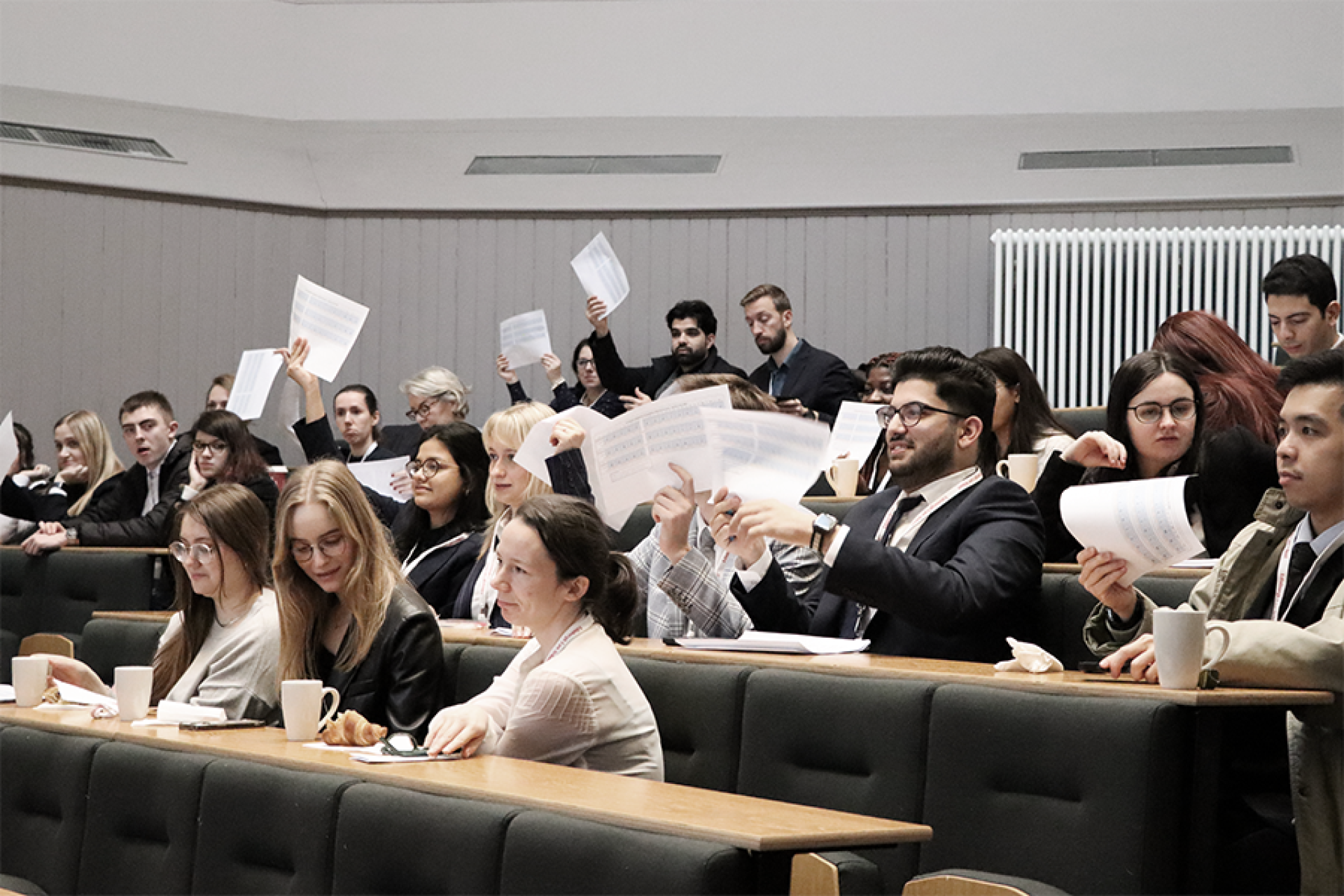 Students interacting in a classroom