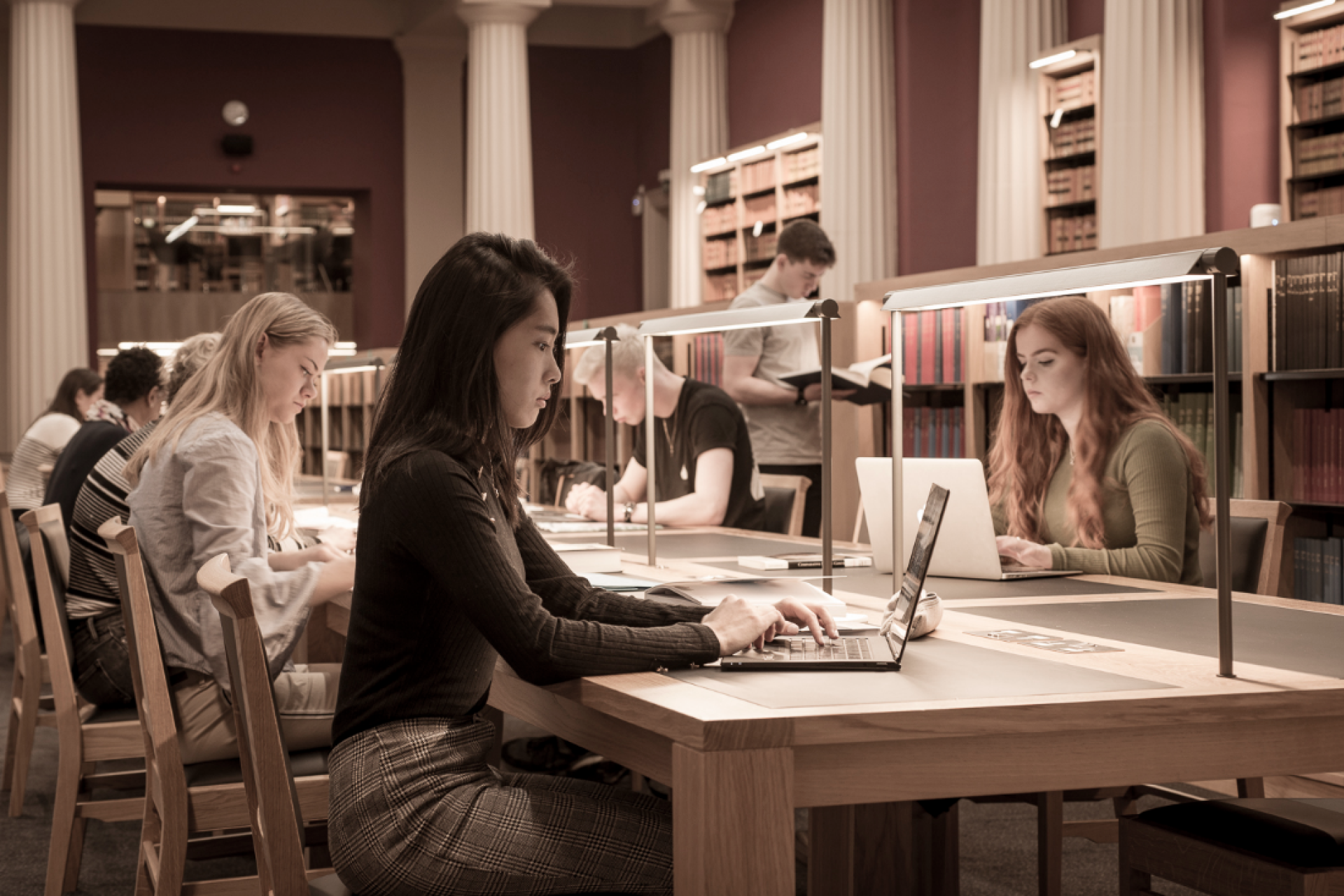 Student Studying in the Law School Library