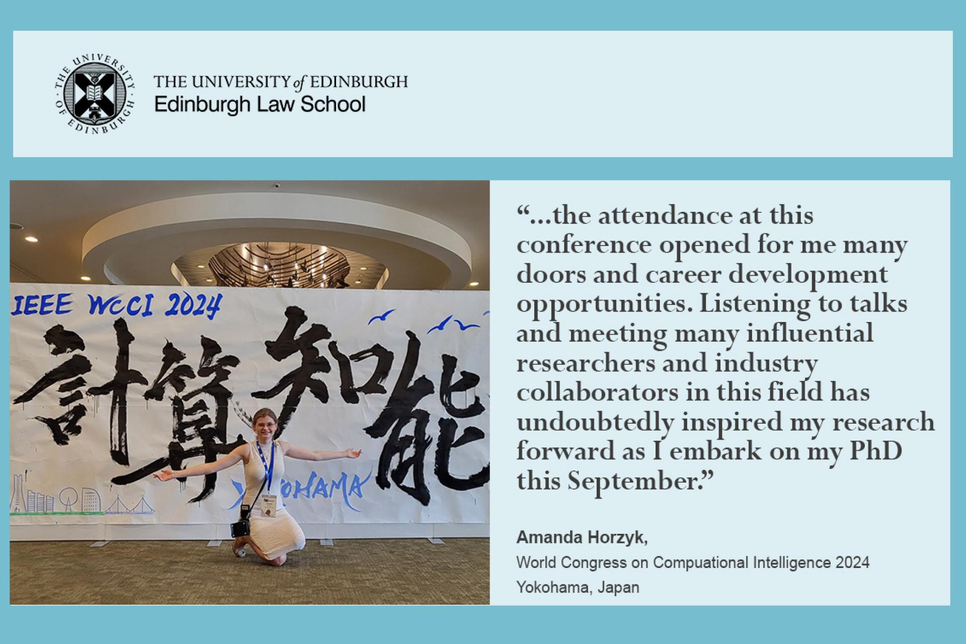 Quote from Amanda: Listening to talks and meeting many influential researchers and industry collaborators in this field has undoubtedly inspired my research forward as I embark on my PhD this September.