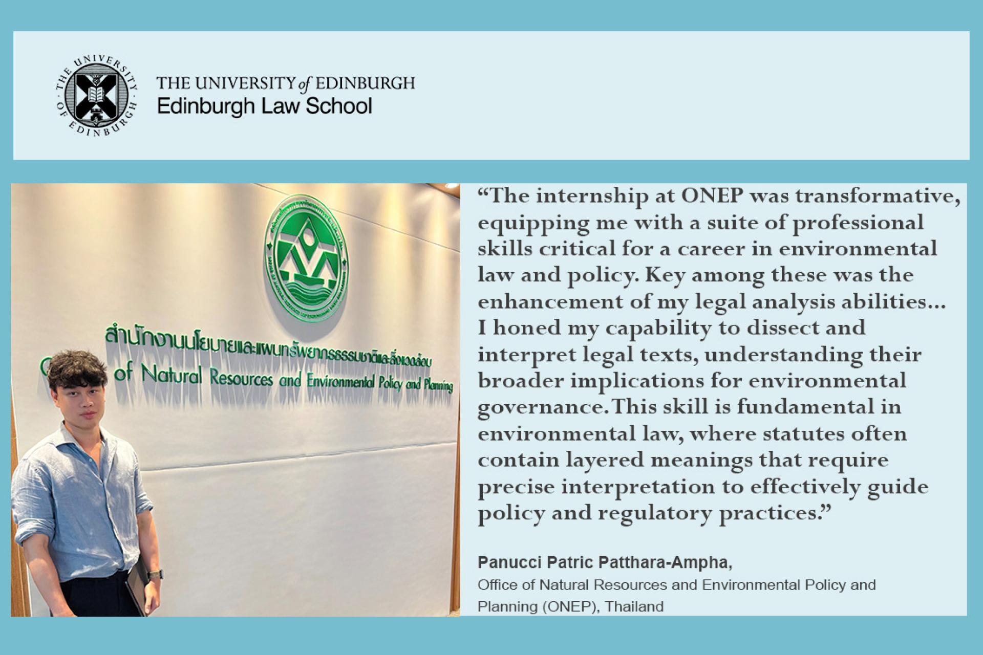 Quote from Panucci: The internship at ONEP was transformative, equipping me with a suite of professional skills critical for a career in environmental law and policy.