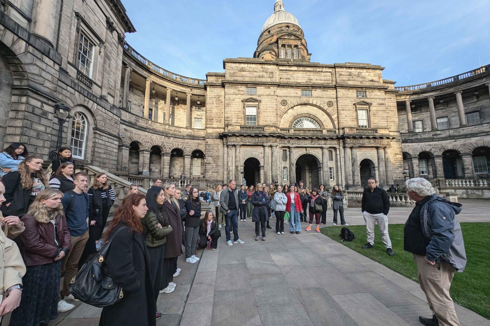 the legal walk participants gathered at Old College Quad