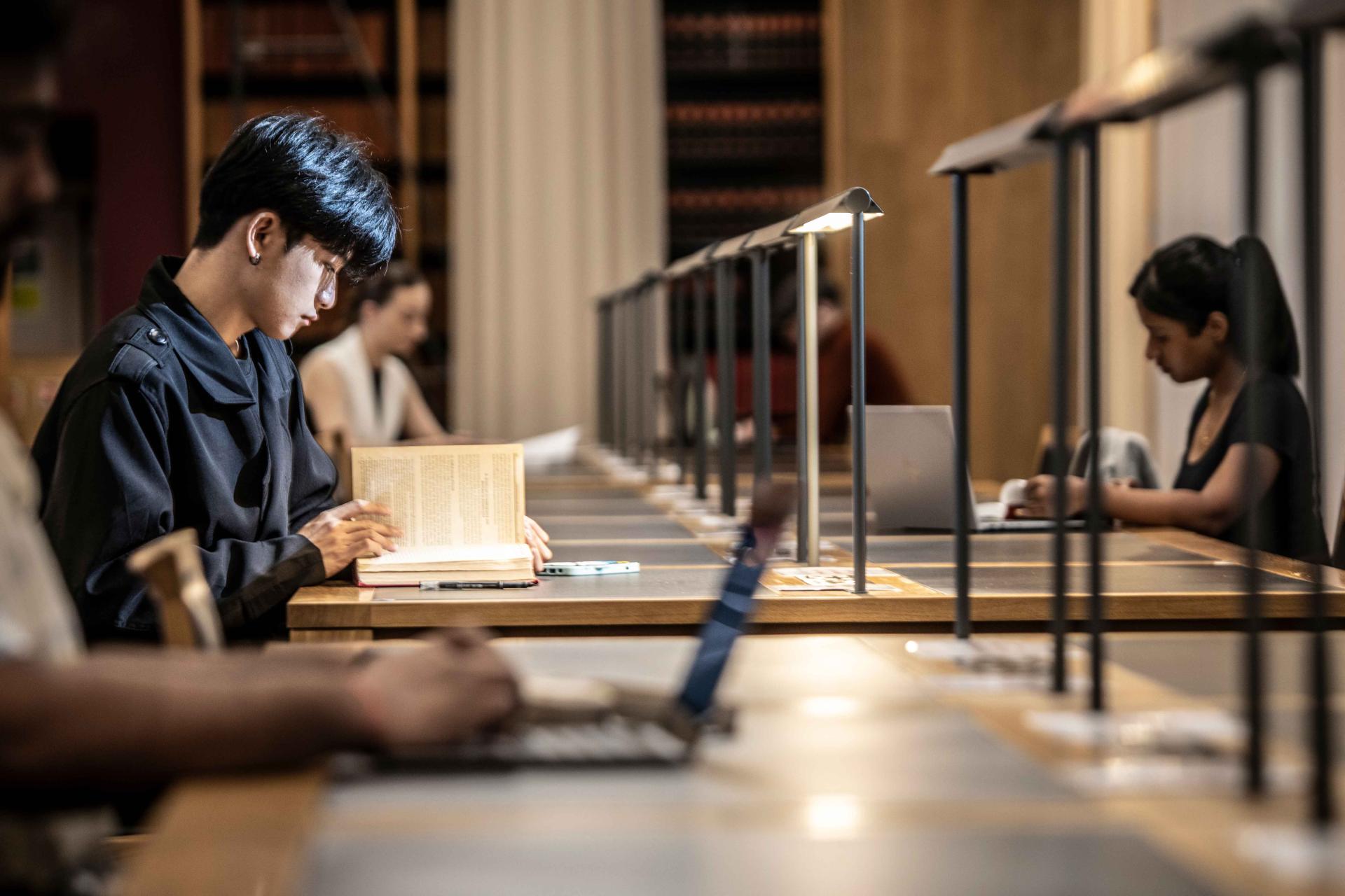 students studying in the library
