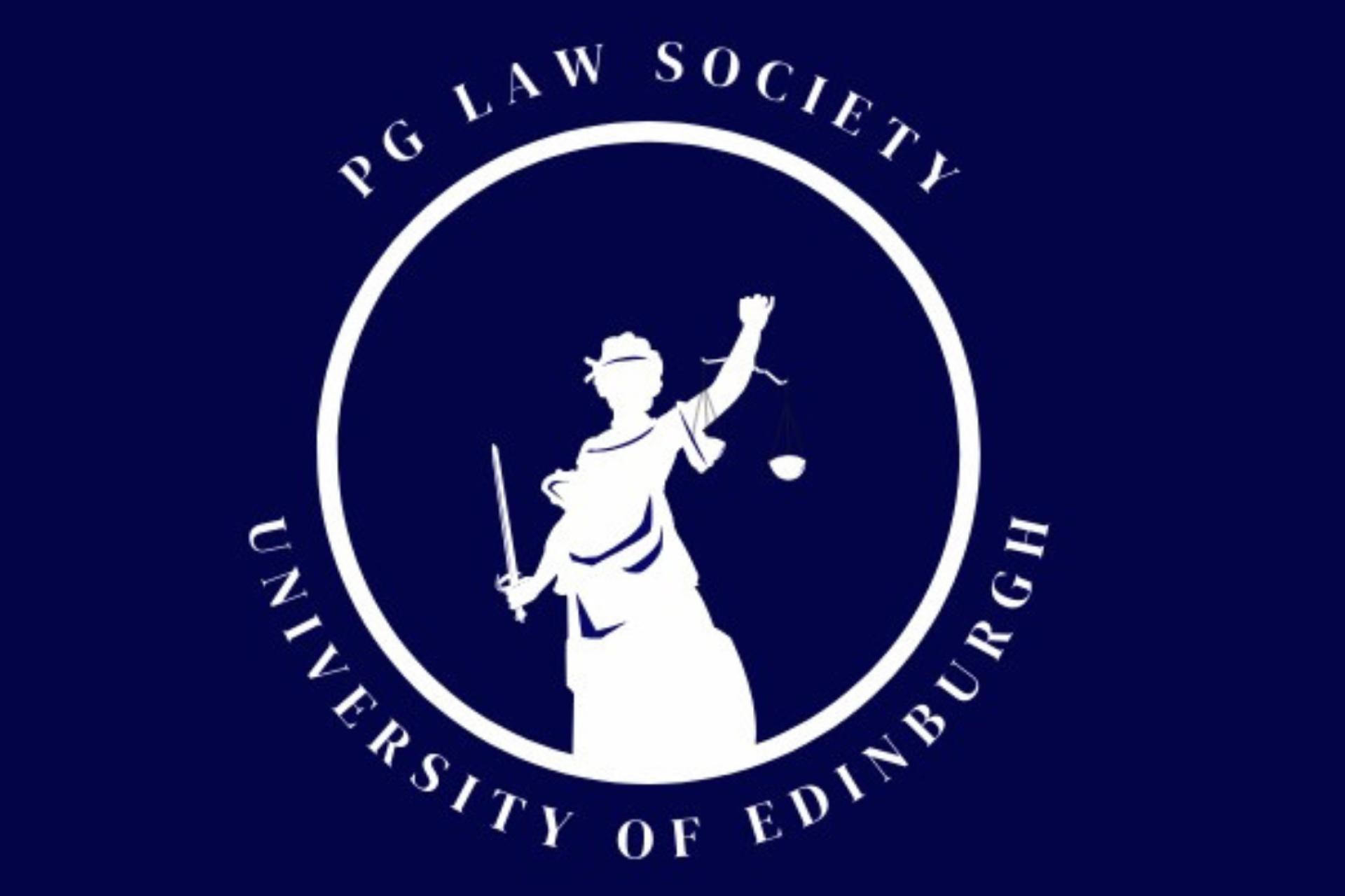PG Law Society Logo - blue and white image