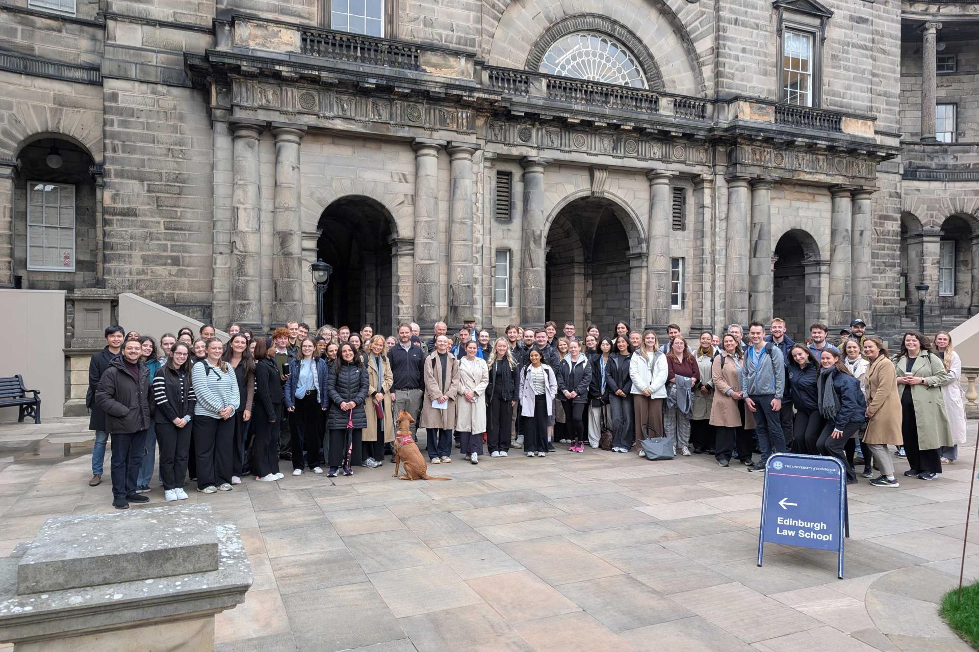 Edinburgh Legal walk participants standing in a group in old college quad