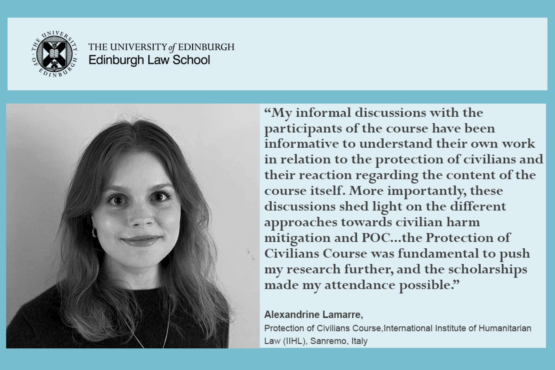 My informal discussions with the participants of the course have been informative to understand their own work in relation to the protection of civilians and their reaction regarding the content of the course itself. More importantly, these discussions shed light on the different approaches towards civilian harm mitigation and POC...the Protection of Civilians Course was fundamental to push my research further, and the scholarships made my attendance possible.