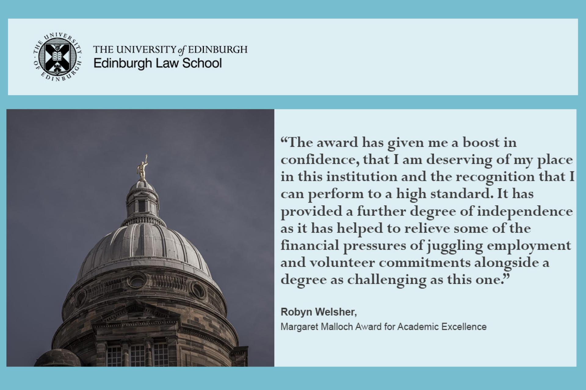 Robyn's award for academic excellence