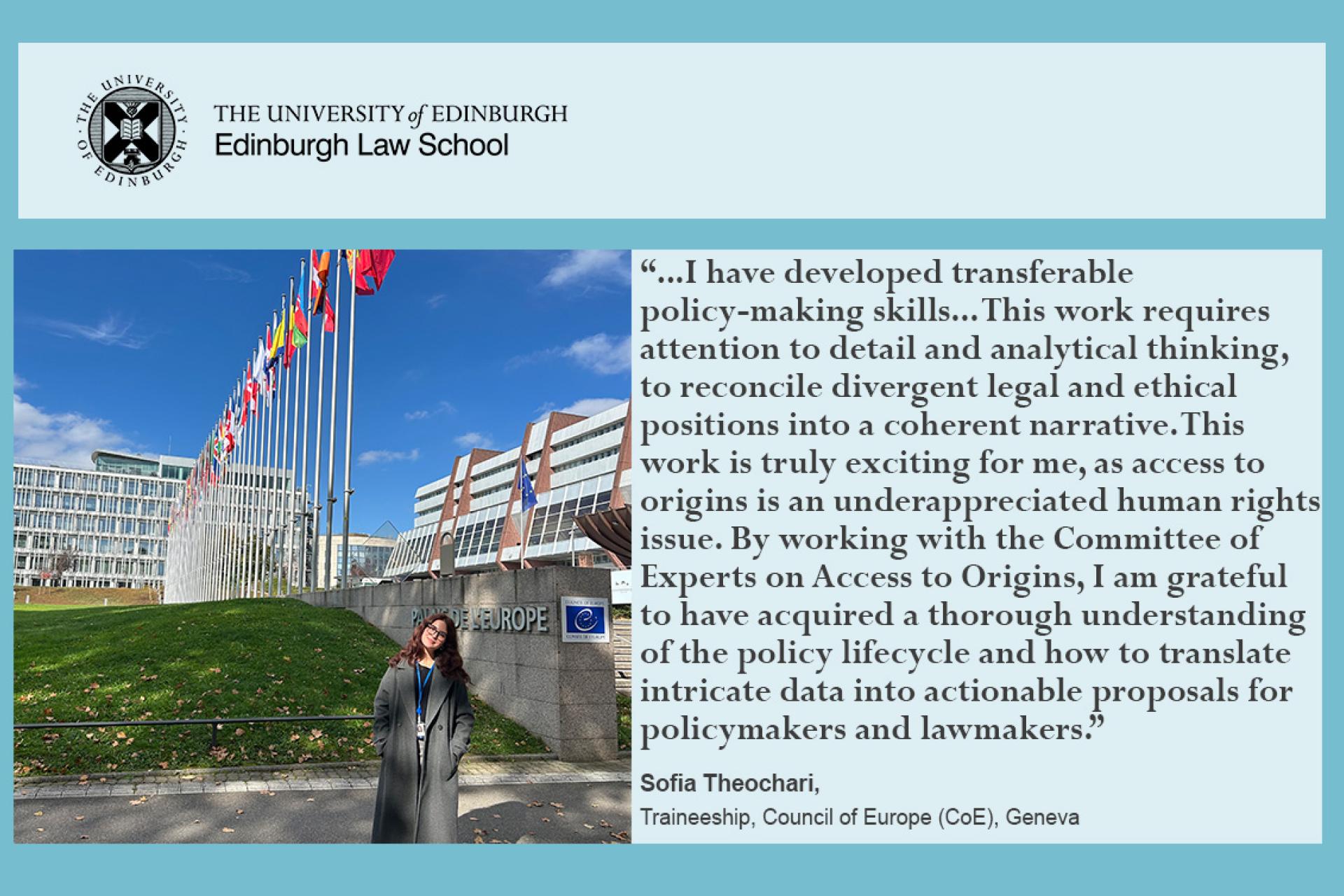Sofia worked as an intern in Geneva for the Council of Europe