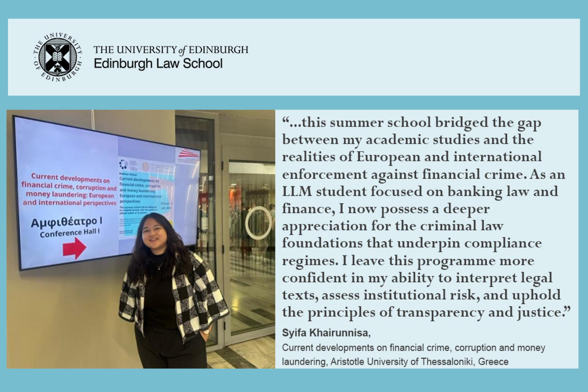 Syifia attended a summer school in Greece