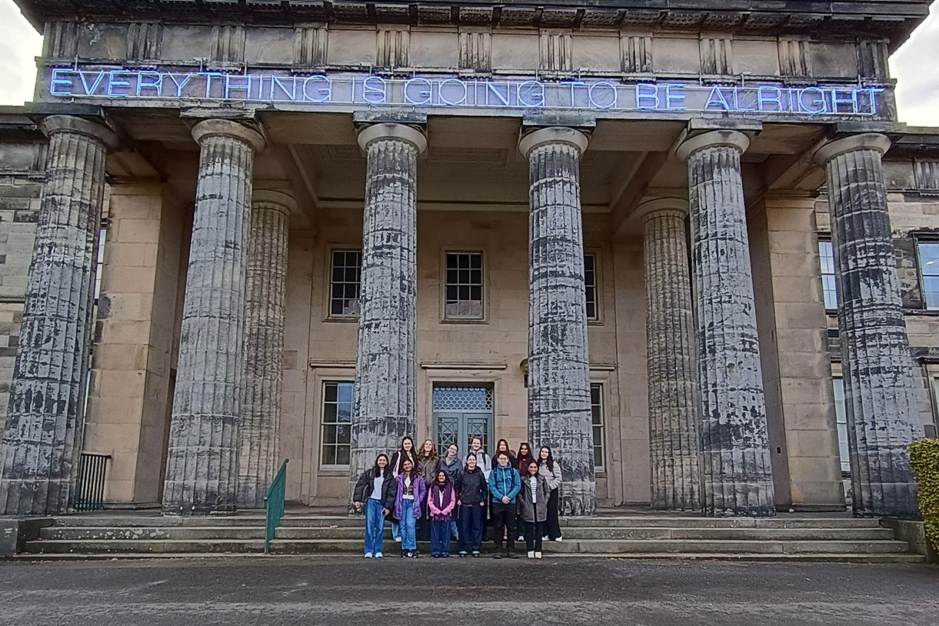 LLM students standing in a group outside Scottish National Gallery of Modern Art