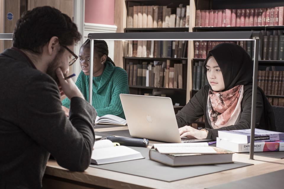 Student in library