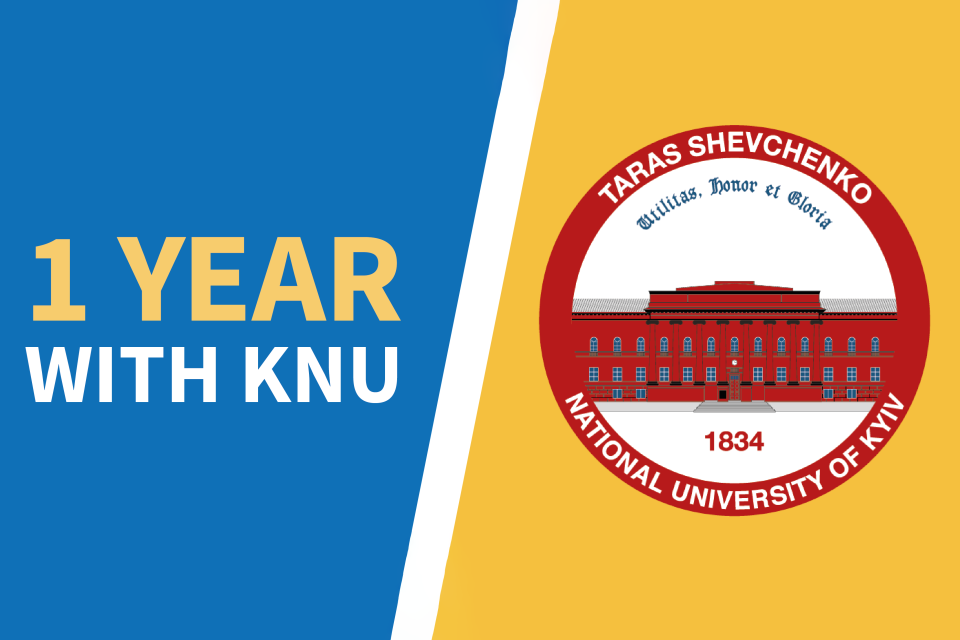 1 year with the KNU with the KNU logo on a blue and yellow background